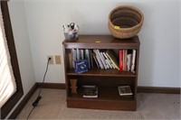 BOOKCASE WITH CONTENTS, BOOKS, BASKET,