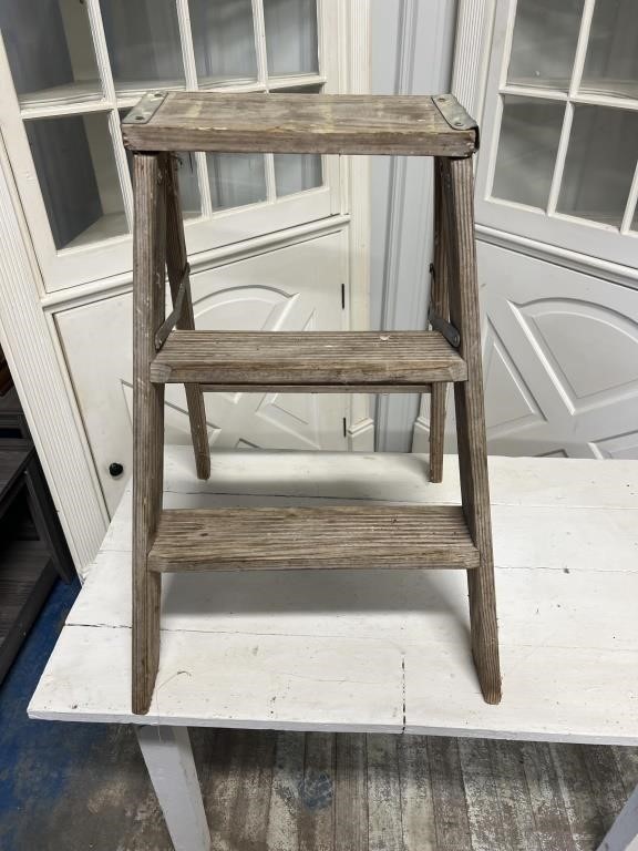 Vintage wooden two-step step ladder