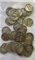 (50) Mercury Dimes