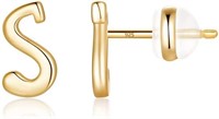 Gold-pl  Dainty Letter "s" Stud Earrings