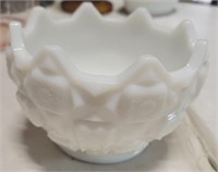 Westmoreland Old Quilt Milk Glass Open Candy Dish