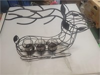 Reindeer Wire Tealight Holder Brown Metal
