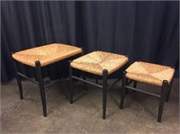 Woven Wicker Nesting Stools