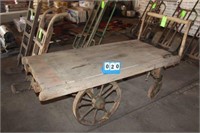 Vintage Wooden Train Station Baggage Trolley,
