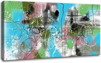 Abstract Green Blue Art  20x40inches
