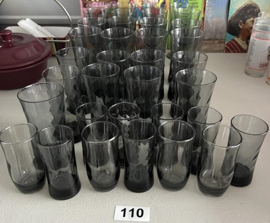 36 Pc. Libbey Smoke Gray Swirl Optic U232