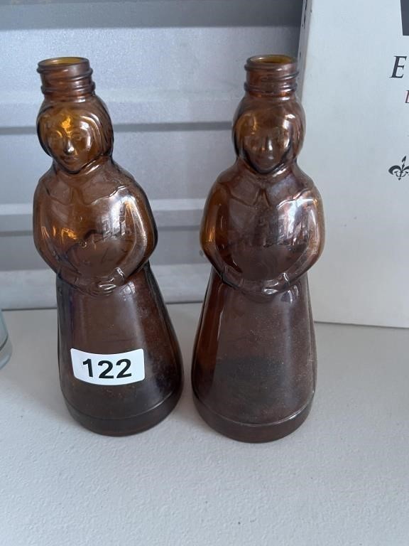 2 Mrs. Butterworth's Glass Syrup Bottles U232