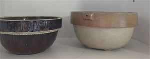 2 stoneware mixing bowls