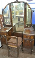 Antique Mirrored Back Lady's Vanity Desk