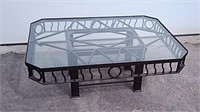 Heavy Wrought Iron Low Table With Glass Top