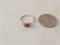18K YG ring with small diamonds & rubies