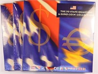 3 2002 State Quarter & Euro Coin Sets.