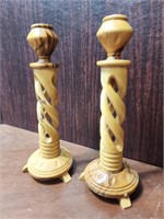 Vintage Olive Tree Candle Stick Holders