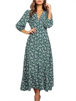 R5201  JXXIATANG Maxi Dress, Long Sleeve Floral
