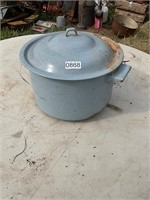 Light Blue Enamel canning pot- see bottom- dent