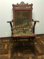 ANTIQUE VICTORIAN TAPESTRY FOLDING CHAIR