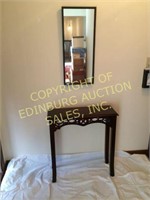 ORIENTAL HALLWAY TABLE WITH BAMBOO FRAME MIRROR