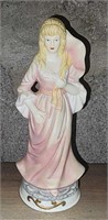 Beautiful Lady in Pink Dress Porcelain Figure