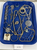 Tray lot costume jewelry - necklace bangle pin