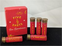 1950's Five Half Shots Glass Shotgun Shell Shot