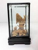 Carved Cork Temple in Cherry Case