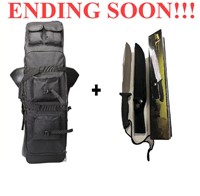 MILITARY RIFLE BAG AND KNIVE W/CASE