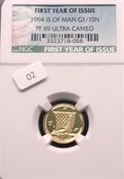 1994 ISLE OF MAN NGC PF69UC 1/10 OZ .999 GOLD