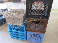 storage milk crates and basket