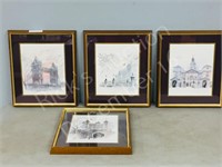 4-framed prints, London Landmarks- 13" x 15"