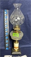 Hand Painted oil lamp 21”