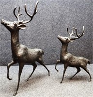 (2) Large Brass Deer / Buck / Stag Statues