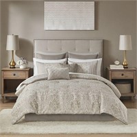 Queen Khaki Polyester Jaquard Comforter Set $140