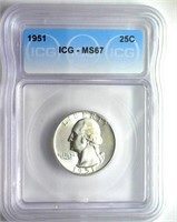 1951 Quarter ICG MS67 LISTS $225