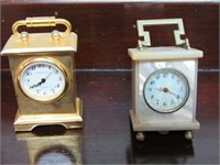 2 Miniature Carriage Clocks, One French Antique “B