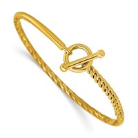 14K- Hollow with Toggle Safety Clasp Bangle