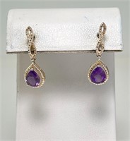 Sterling Amethyst Dangle earrings (STS) 3 Gr