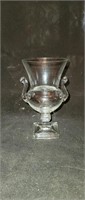 Duncan Miller Clear Glass Grecian Urn Handled Vase