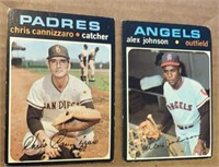 2 1971 Topps Baseball - Cannizzaro / Johnson