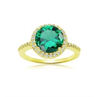 14K Yellow Gold Plated over Sterling Emerald Ring