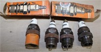 (4) NOS "Defiance" spark plugs, all marked "55-H"