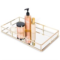 Houseables Mirror Tray, Gold Decorative