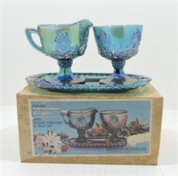 Indiana Glass carnival cream, sugar, & tray set in