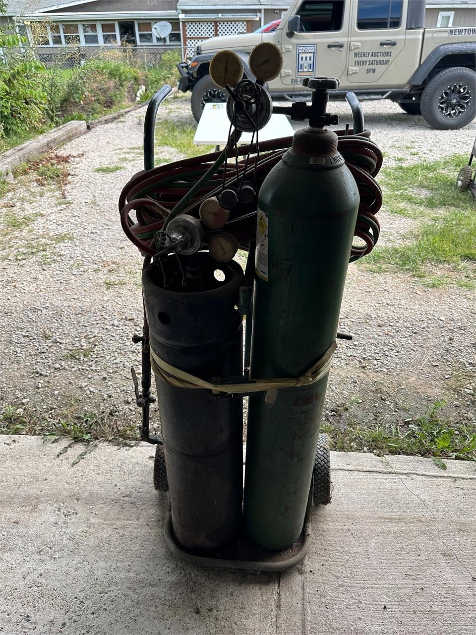 Oxyacetylene Torch Set W/ Tanks Gauges Cart