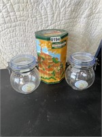 2 Small Canisters & 1 Tin Container