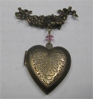 Vintage Heart Locket Pin
