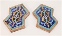 Pair of Persian Timurid Pottery Tiles