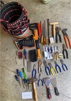 Tool Bucket & Various Hand Tools