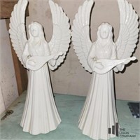 Pair of White Porcelain Angel Statues
