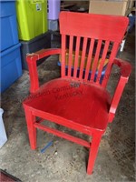 Large red wooden chair