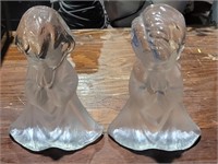 Two Angel Glass Book Ends